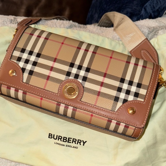Burberry Beige and Brown Plaid Crossbody Bag - Picture 1 of 16